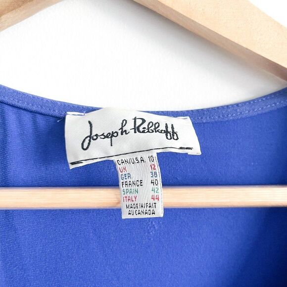 Joseph Ribkoff Dress V-Neck Crossover Royal Blue Pleated Womens 10 Short Sleeve - Picture 4 of 9